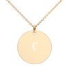 Engraved Silver Disc Necklace