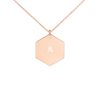 Engraved Silver Hexagon Necklace