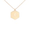 Engraved Silver Hexagon Necklace