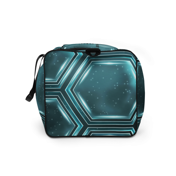 All over print duffle bag white left side 699eabcdde0ed.png